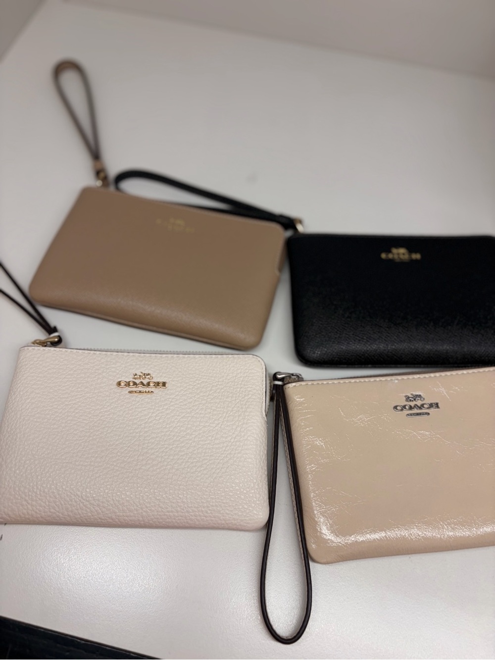 Coach Leather Wristlet Set in Black, Tan, Cream, Blush